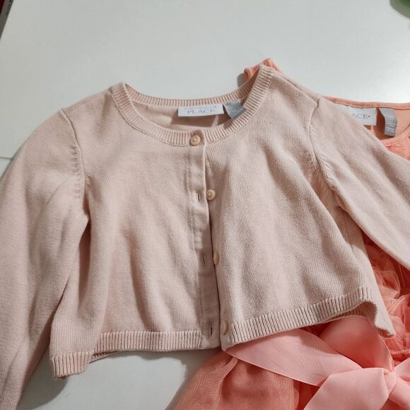 Girls Peach Roses Floral Formal Elegant Dress, Cardigan, & Headband Set Size 5/6 - Picture 15 of 16